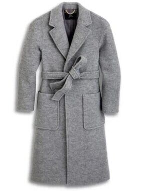 J. Crew Long Italian 100% Boiled Wool Wrap Coat in Gray, XL